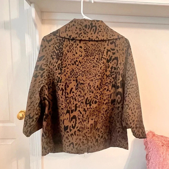 Erin London Cheetah Print Full Zip Jacket - Picture 2 of 7